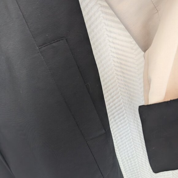 Tahari Colorblock Coat Cream Black Cotton Blend Size Small Overcoat Classic - Picture 7 of 14